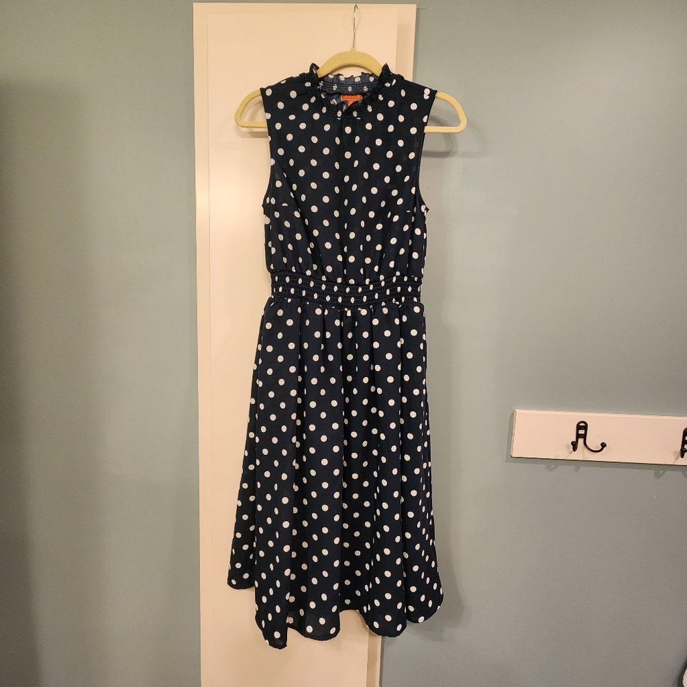 Modcloth Polka Dot Dress - Navy Blue - M